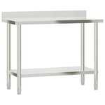 vidaXL Table de travail de cuisine avec étagère 110x55x120 cm inox