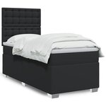 vidaXL Sommier à lattes de lit avec matelas Noir 90x190 cm Similicuir