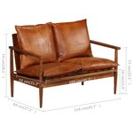 vidaXL Canapé à 2 places Cuir véritable avec bois d'acacia Marron
