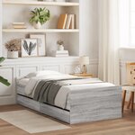 vidaXL Cadre de lit avec tiroirs sans matelas sonoma gris 90x190 cm