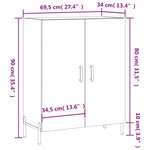 vidaXL Buffet Blanc brillant 69 5x34x90 cm Bois d'ingénierie