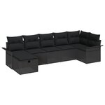 vidaXL Ensemble de Canapés de Jardin 7 Pièces avec Coussins Noir Rotin Synthétique