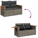 vidaXL Canapé de jardin 2 places avec coussins gris résine tressée
