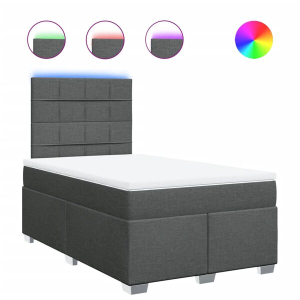 vidaXL Sommier à lattes de lit avec matelas Gris foncé 120x200cm Tissu