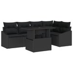 vidaXL Set de canapé de jardin en 6 pièces avec coussins en poly rattan noir