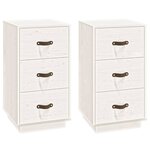  vidaXL Tables de chevet 2 Pièces Blanc 40x40x75 cm Bois de pin massif