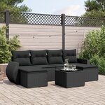 vidaXL Salon de jardin 7 Pièces avec coussins noir résine tressée