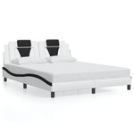vidaXL Cadre de lit avec LED sans matelas blanc et noir 160x200 cm