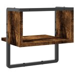 vidaXL Étagère murale avec barre chêne fumé 30x25x30 cm