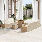 Set de Canapé de Jardin vidaXL 10 Pièces avec Coussins Beige Poly Rattan Acacia