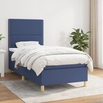 vidaXL Sommier à lattes de lit avec matelas Bleu 90x200 cm Tissu