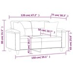 vidaXL Canapé 2 places avec oreillers beige 120 cm tissu microfibre