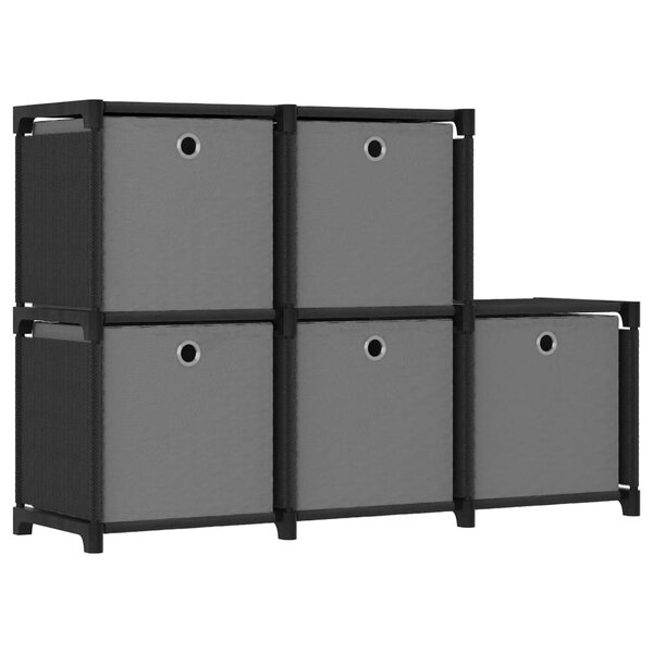 vidaXL Étagère d'affichage 5 cubes et boîtes Noir 103x30x72 5 cm Tissu