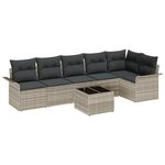 Set de Canapé de Jardin 7 Pièces avec Coussins Gris Rotin Synthétique