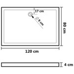 vidaXL Receveur de douche rectangulaire ABS Noir 80x120 cm