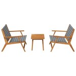 vidaXL Chaises de jardin avec table  ensemble 3 pièces  noir et blanc  bois d'acacia massif