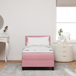 vidaXL Lit à ressort avec matelas et LED Rose 80x200 cm Velours