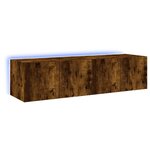 vidaXL Meubles TV muraux et lumières LED 2Pièces chêne fumé 60x35x31 cm