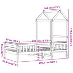 vidaXL Cadre de lit avec toit sans matelas 90x200 cm