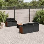 vidaXL Salon de jardin 6 Pièces avec coussins noir résine tressée