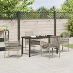 vidaXL Ensemble de Salle à Manger de Jardin de 5 Pièces avec Coussins Gris Clair Poly Rattan