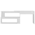 Bureau table poste de travail meuble d'ordinateur informatique étude d'angle brillant 200 x 50 x 76 cm bois d’ingénierie blanc 02_0023669
