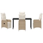 vidaXL Set de jardin 5 pièces avec coussins Beige Poly Rotin