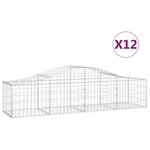 vidaXL Paniers à gabions arqués 12 Pièces 200x50x40/60 cm fer galvanisé