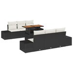 vidaXL Set de canapés de jardin de 7 pièces avec coussins noir poly rattan