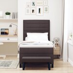 vidaXL Lit à ressorts avec Matelas & Banc Marron Foncé 100x200 cm Tissu