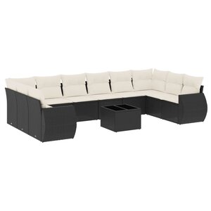 vidaXL Salon de jardin 11 Pièces avec coussins noir résine tressée