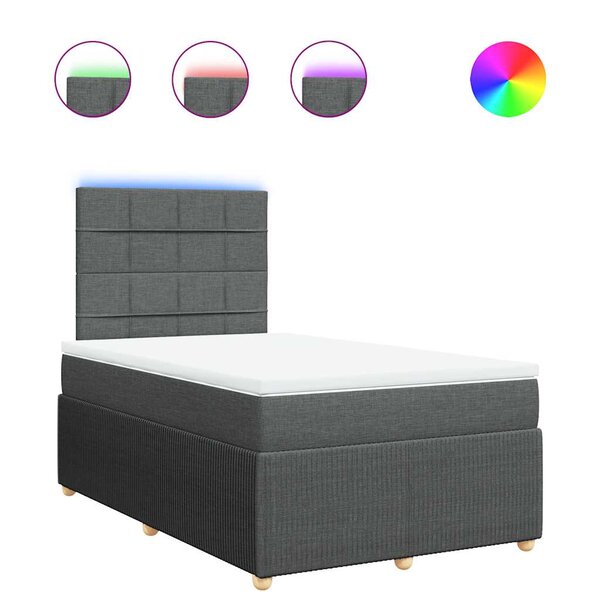 vidaXL Sommier à lattes de lit avec matelas Gris foncé 120x200cm Tissu