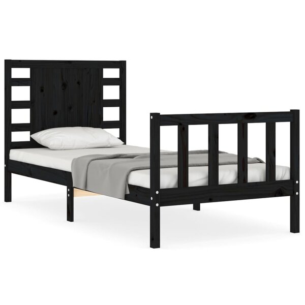 vidaXL Cadre de lit sans matelas noir bois de pin massif