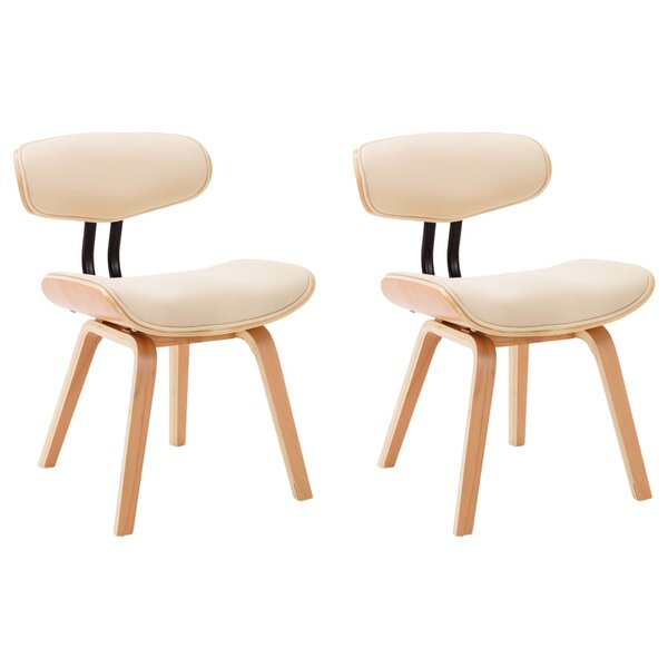 vidaXL Chaises à manger lot de 2 crème bois courbé et similicuir