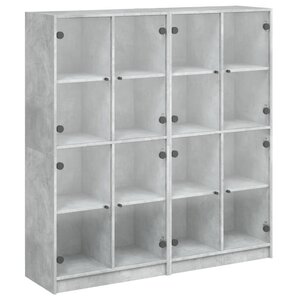 vidaXL Bibliothèque avec portes gris béton 136x37x142 cm