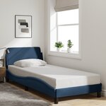 vidaXL Cadre de lit avec tête de lit sans matelas bleu 90x190 cm tissu