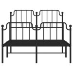 vidaXL Cadre de lit métal avec tête de lit/pied de lit noir 120x190 cm