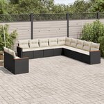 vidaXL Salon de jardin 11 Pièces avec coussins noir résine tressée
