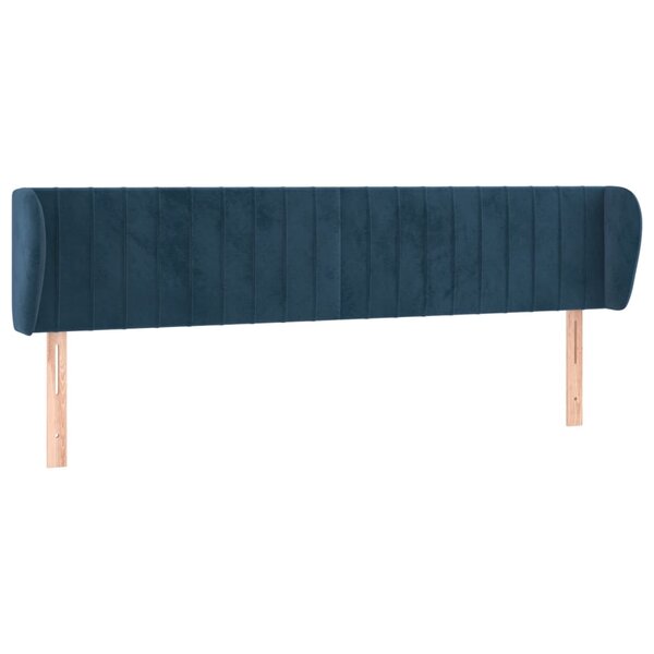 vidaXL Tête de lit avec oreilles Bleu foncé 163x23x78/88 cm Velours