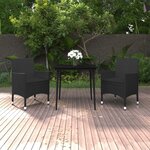 vidaXL Ensemble à manger de jardin coussins 3 Pièces Résine tressée Verre