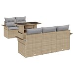 Ensemble de canapé de jardin de 6 pièces avec coussins beige en poly rattan