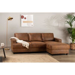 Canapé d'angle droit 4 places contemporain - Tissu marron vintage 215 x 140 x Hauteur 86 cm