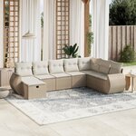 vidaXL Salon de jardin avec coussins 8 Pièces beige résine tressée