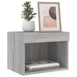 vidaXL Tables de chevet murales avec lumières LED 2 Pièces sonoma gris