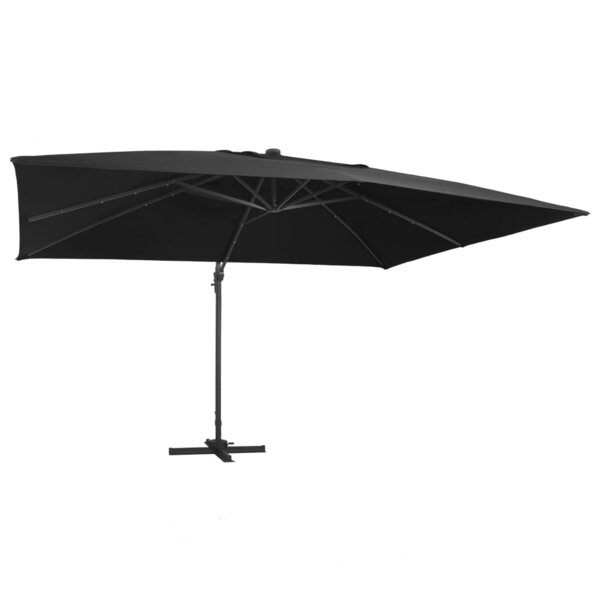 vidaXL Parasol déporté avec lumières LED Aluminium 400x300 cm noir