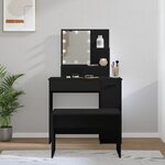 vidaXL Ensemble de coiffeuse avec LED Noir Bois d'ingénierie