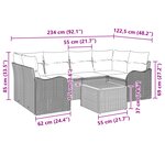 Canapés de Jardin de 7 Pièces avec Coussins Noir Rattan Poly Acacia