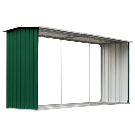 vidaXL Abri de stockage de bois Acier galvanisé 330x92x153 cm Vert