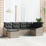 vidaXL Ensemble de Canapé de Jardin 6 pièces avec Coussins Gris Clair
