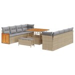 Ensemble de Canapés de Jardin vidaXL 11 Pièces avec Coussins Beige Poly Rattan Acacia
